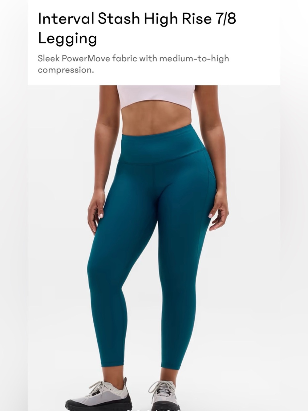 Athleta Interval High-Rise 7/8 Green not teal Legging Like New